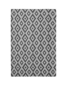 Image of Relay Recycled Cotton Diamond Rug - Grey