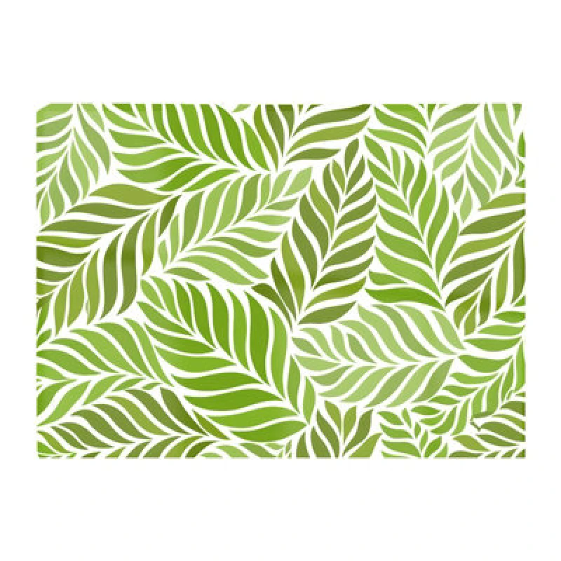 Image of Warren Reed Designer Green Leaf Pattern Glass Chopping Board