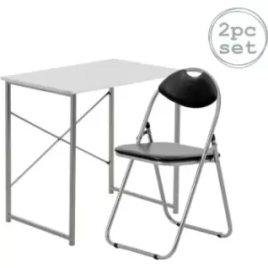 Image of Harbour Housewares - Industrial Office Desk & Chair Set - White/Black