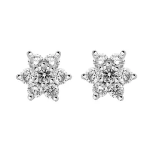 Image of 18ct White and Yellow Gold Diamond Cluster Stud Earrings