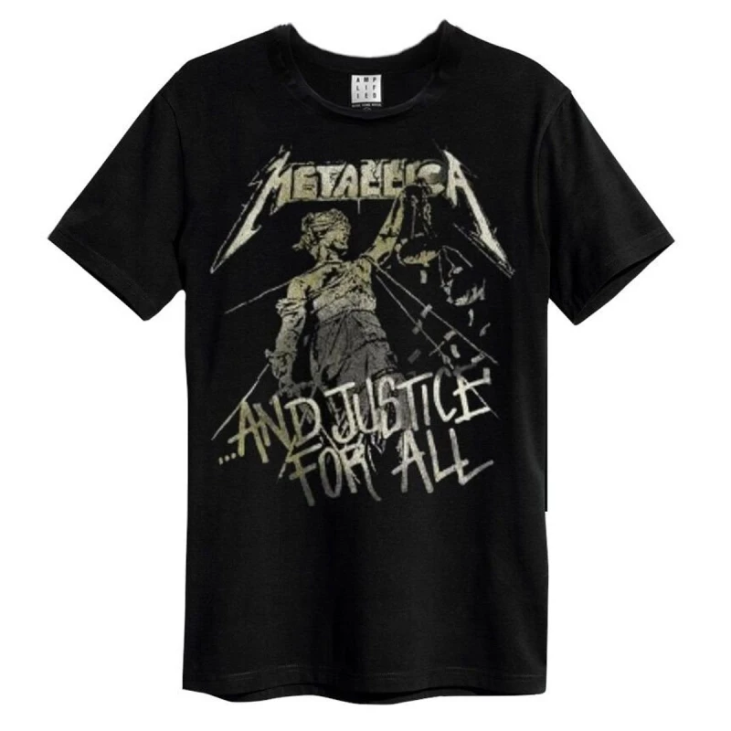 Image of Amplified Amplified Men And Justice For All Metallica T-Shirt in Black Size: Small Black S Male 5063107584960