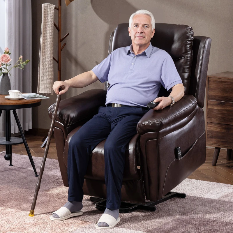 Image of HOMCOM HOMCOM Massage Recliner Chair, Lift Chair with Heat, USB, Remote, Brown Size: Armchair Brown Armchair Unisex 5063603431751