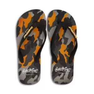 Image of BeachyFeet Mens Decadente Flip Flops (9 UK-10 UK) (Black/Orange/Grey)