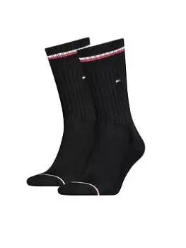 Image of Tommy Hilfiger 2 Pack Iconic Sport Sock, Black, Size 9-11, Men
