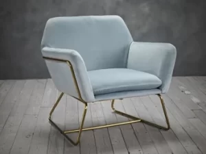Image of LPD Charles Sky Blue Velvet Upholstered Fabric Armchair