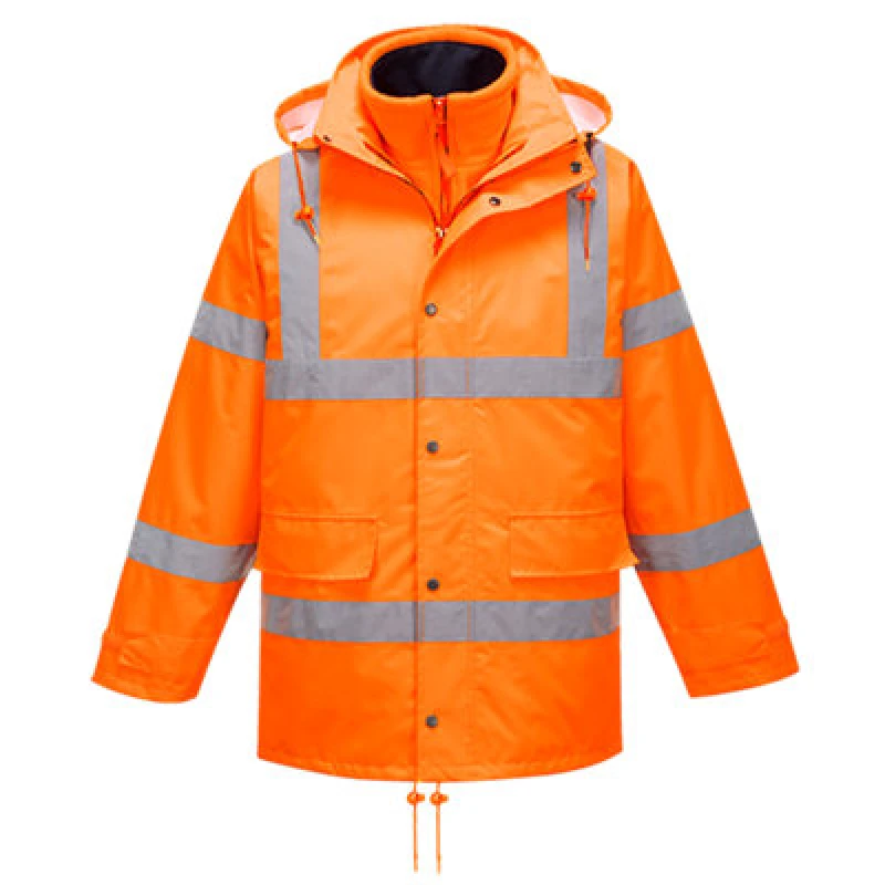 Image of Oxford Weave 300D Hi Vis Breathable Interactive Rain Traffic Jacket RT63ORRS Colour: Orange