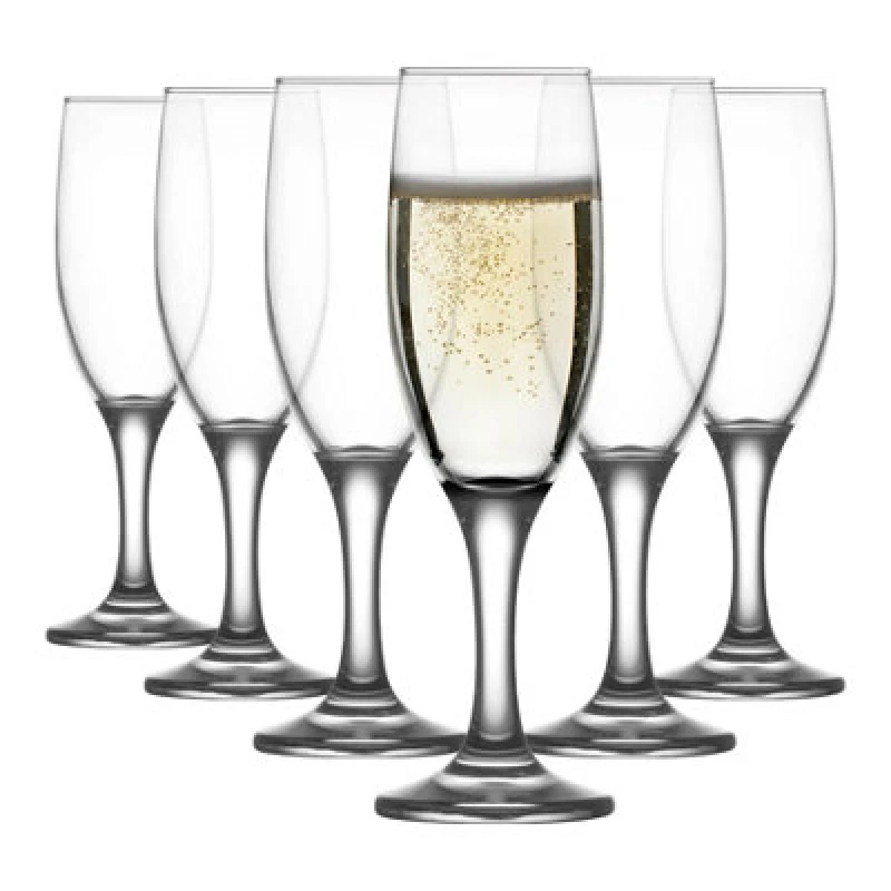Image of LAV Misket Glass Champagne Flutes - 190ml - Pack of 6 Clear unisex