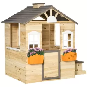 Image of Outsunny Wooden Kids Playhouse Outdoor Garden Games Cottage