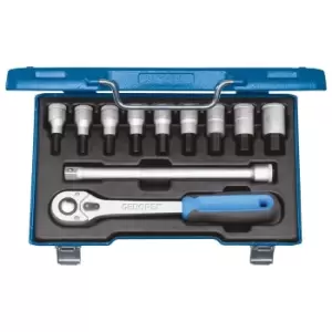 Image of Gedore Screwdriver bit socket set 1/2" 11pc in-hex 5-17mm