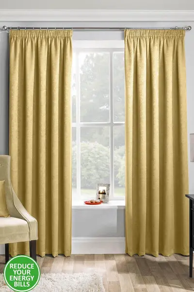 Image of Enhanced Living Matrix - Tape Top Thermal Noise reducing Dim Out Curtains Yellow