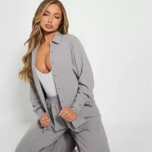 Image of I Saw It First Oversized Woven Shirt Co-Ord - Grey