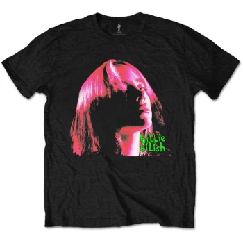 Image of Billie Eilish - Neon Shadow Pink Unisex Medium T-Shirt - Black