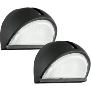 Image of 2 PACK IP44 Outdoor Wall Light Black Aluminium 1x 40W E27 Bulb Porch Lamp
