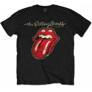 Image of Rolling Stones Plastered Tongue Black Mens T Shirt: Medium