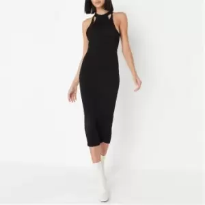 Image of Missguided Open Back Knit Midi Dress - Black