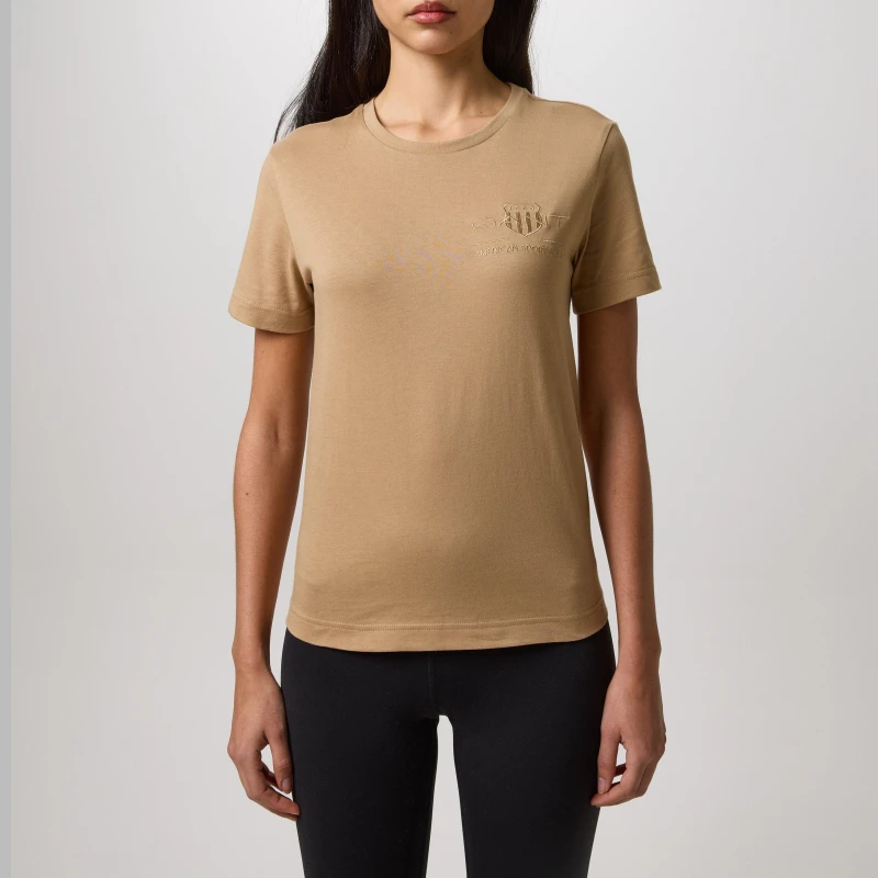 Image of Gant Tonal Archive Shield T-Shirt - Beige Beige 8