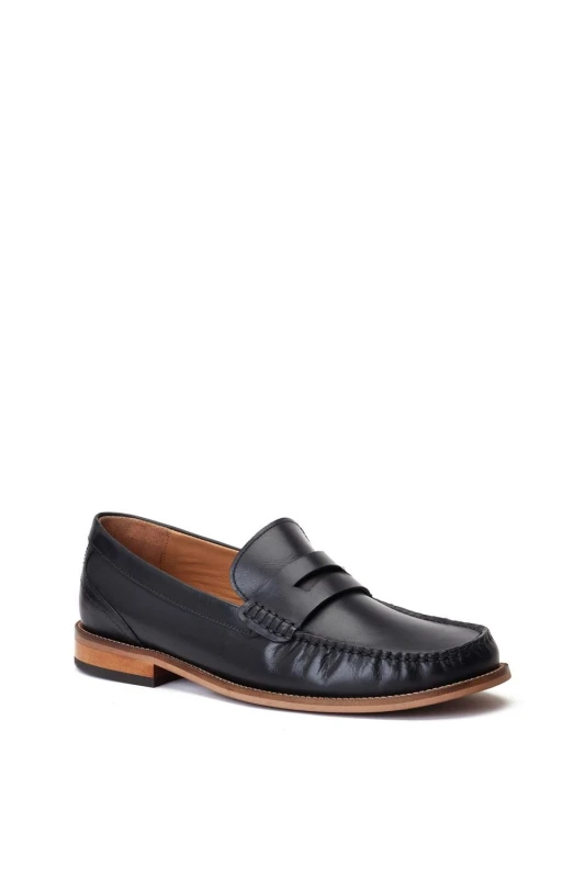 Image of Base London Base London Men Garfield Penny Loafer in Black Size: 9 Black 9 Male 5038538366478