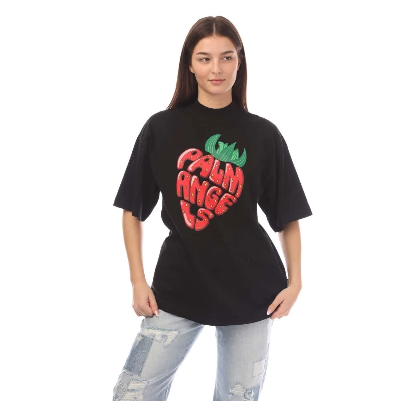 Image of Palm Angels Strawberry Loose T-Shirt - Black 8