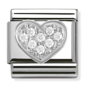 Image of Nomination CLASSIC Silvershine White Cubic Zirconia Heart Charm...