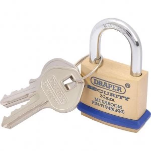 Image of Draper Solid Brass Padlock 30mm Standard