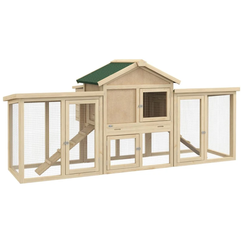 Image of PawHut Wood Chicken Coop Hens Cage Poultry House With Nesting Boxes Run D51-050V02ND