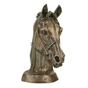 Image of Horse Racing Eventers Head by Harriet Glen Cold Cast Bronze Sculpture 16cm
