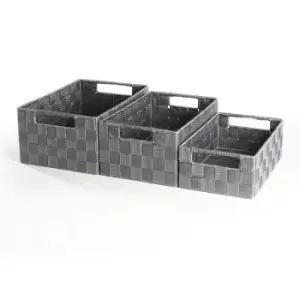 Image of Nylon Storage Baskets - 3 Pack Grey Grey - Pukkr