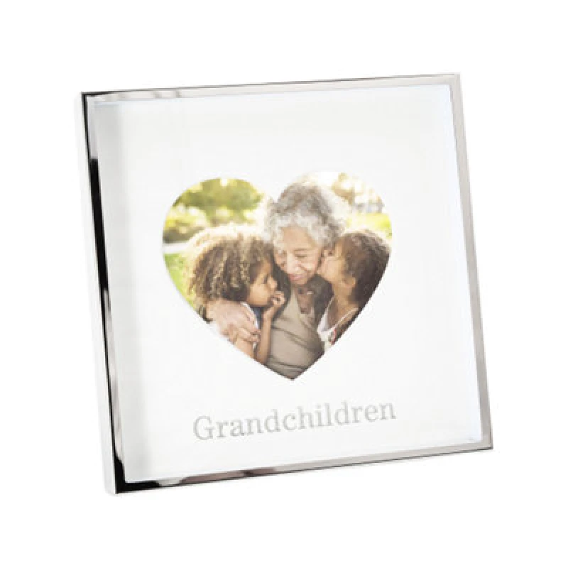 Image of Happy Homewares Nickel Grandchildren 4X4 Heart Frame With Silver Foil