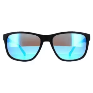 Image of Rectangle Matte Dark Blue Green Mirror Light Blue Sunglasses