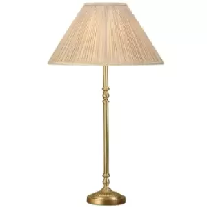 Image of Luxury Traditional Table Lamp Light Solid Brass Base Stem & Beige Pleated Shade