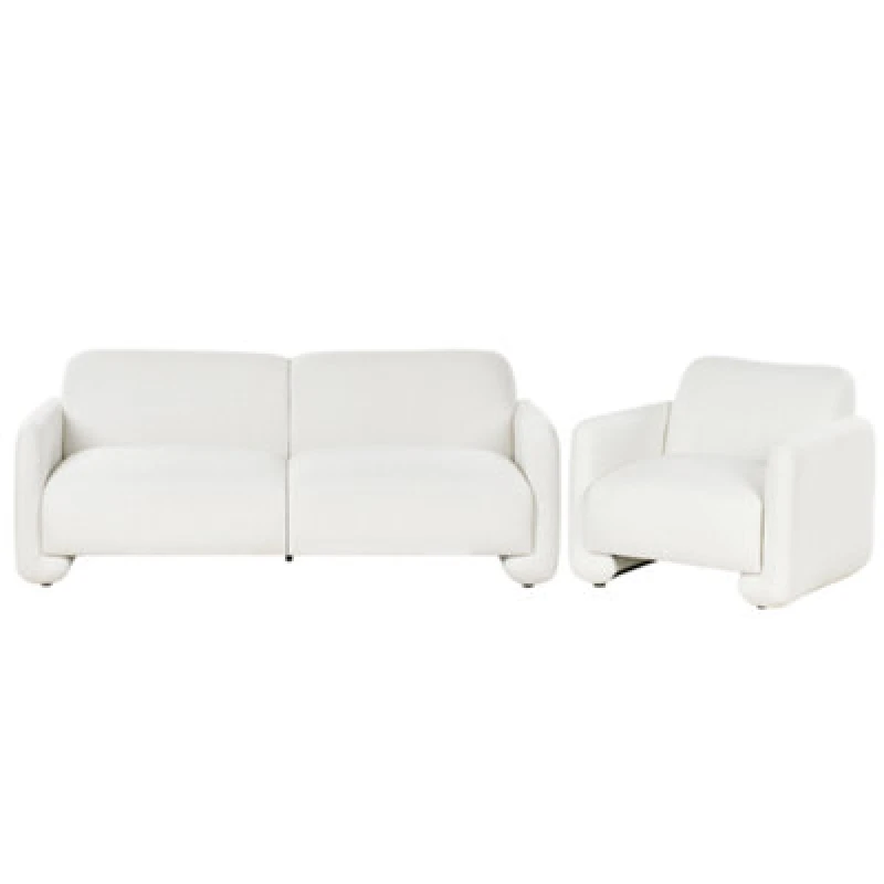Image of Beliani Living Room Set 4 Seater Saland Fabric White