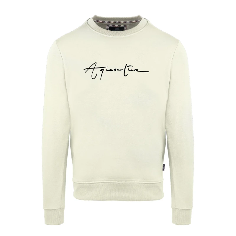 Image of Aquascutum Mens Round Neck Crew Sweatshirt Crew Sweaters Small Yellow 52298813350