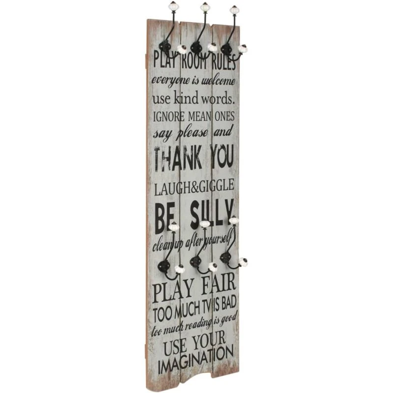 Image of VIDAXL Wall-mounted Coat Rack with 6 Hooks 120x40cm THANK YOU vidaXL 245850