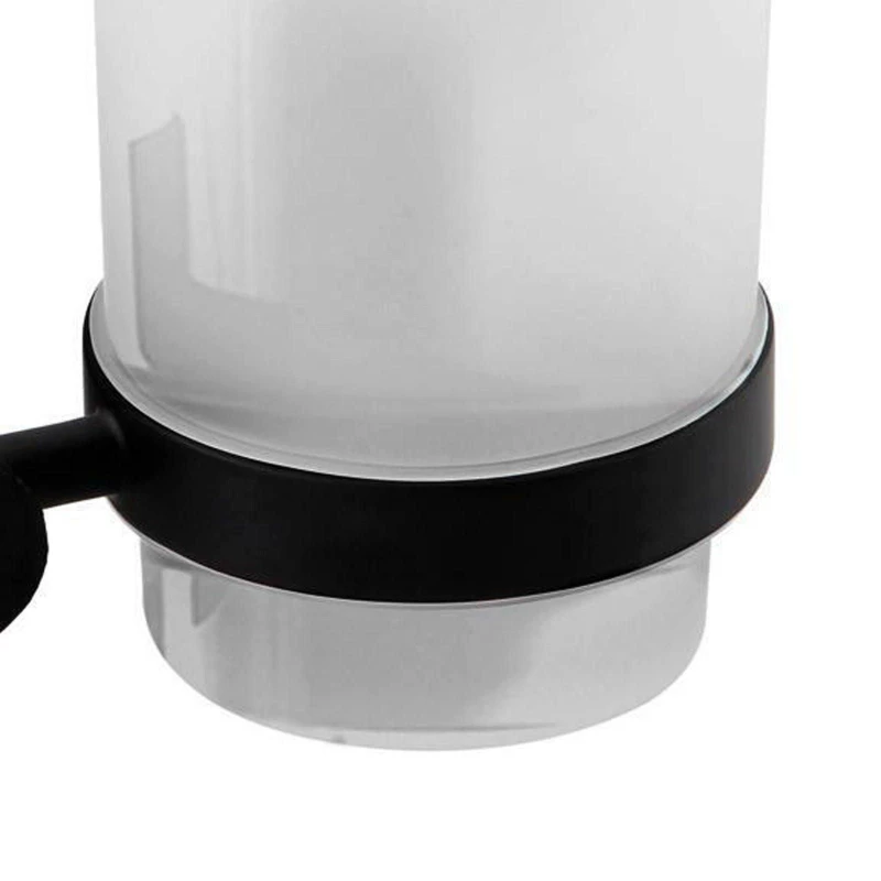 Image of Nes Home Modern Round Matte Black Single Tumbler Holder Wall Mounted Stainless Steel Black