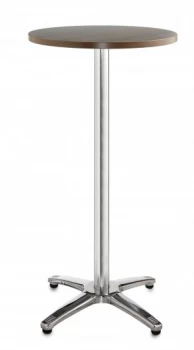 Image of Roma Circular Poseur Table With 4 Leg Chrome Base 800mm - Walnut