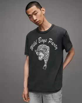 Image of AllSaints Wild Boys Reverse Print Crew T-Shirt