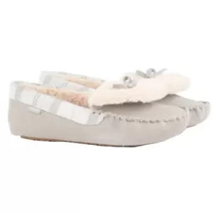 Image of Barbour Womens Darcie Slippers Grey Suede/White/Grey 8