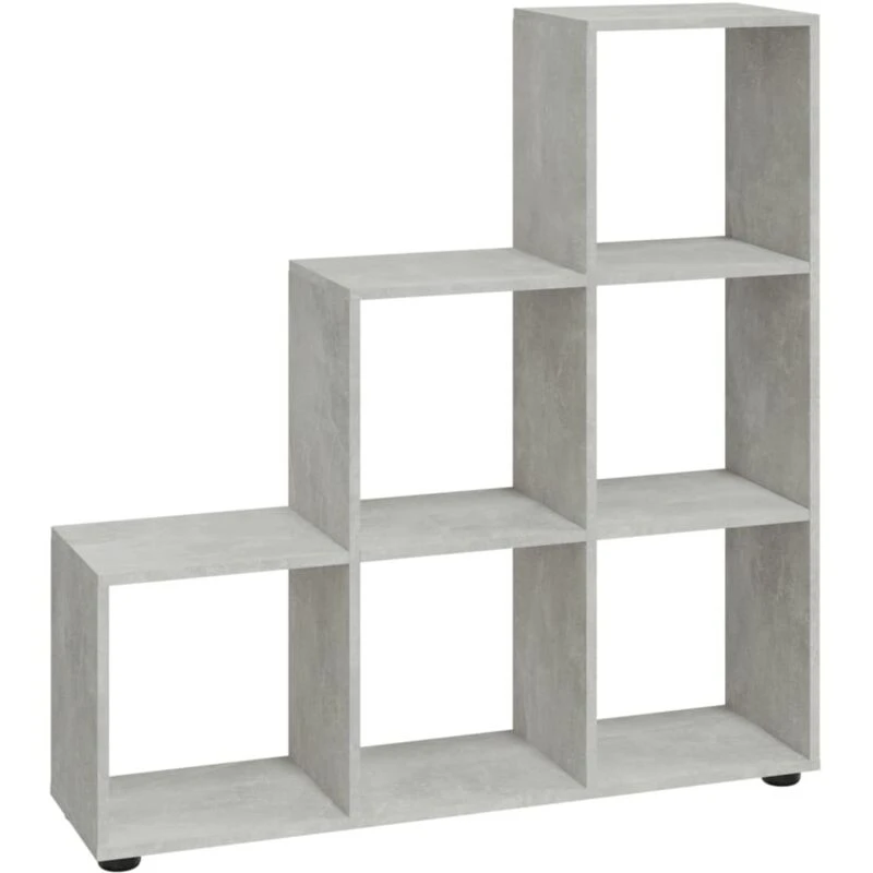 Image of vidaXL Staircase Bookcase Concrete Grey 107cm Engineered Wood, Grey 342604