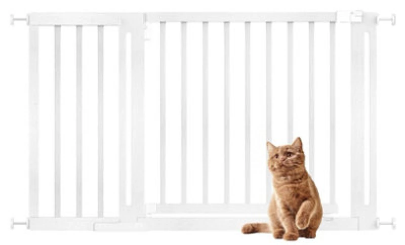 Image of Bettacare Wooden Elegance Dog Gate, White, 125Cm - 133Cm, Pressure Fit Pet Gate, 73Cm Extra Wide Doorway, Easy Installation