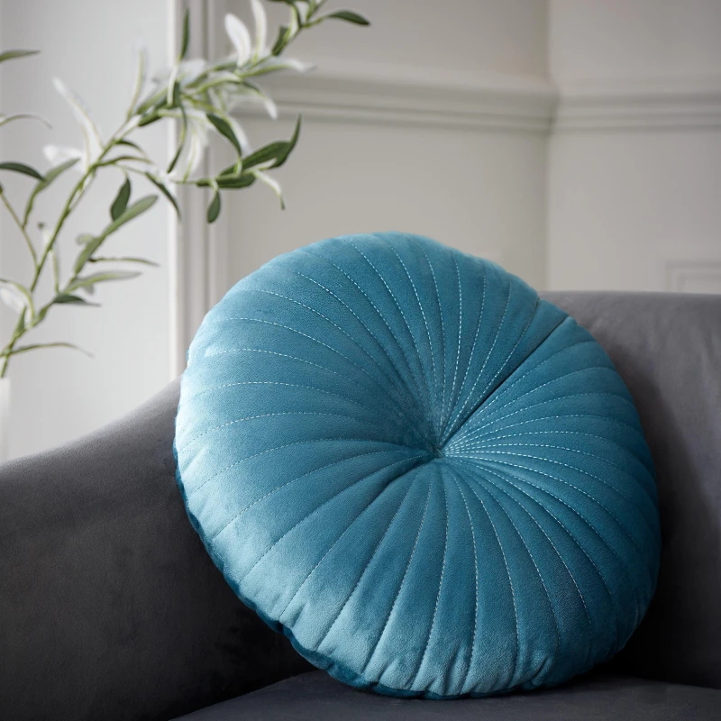 Image of Catherine Lansfield Catherine Lansfield Round Velvet Cushion Teal 40X40CM WB13307