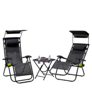 Image of Neo Black Zero Gravity Chairs and Table - Garden & Outdoor