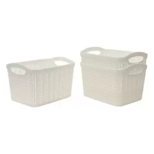 Image of JVL 1.5L, Rectangular Set of 3 Loop Storage Baskets - White