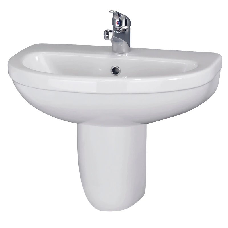 Image of Balterley Round 1 Tap Hole Basin Semi Pedestal 550mm White