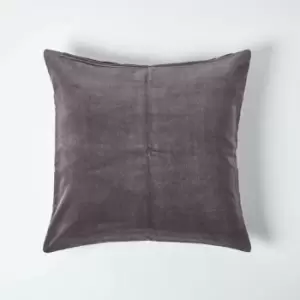 Image of Dark Grey Velvet Cushion Cover, 40 x 40cm - Grey - Homescapes