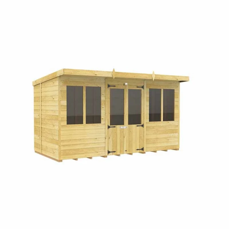 Image of Buttercup Farm 12ft x 6ft Pent Summer House - Wood - L178 x W358 x H201cm in Brown Brown Unisex