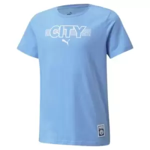 Image of Puma Manchester City Core T Shirt Junior - Blue