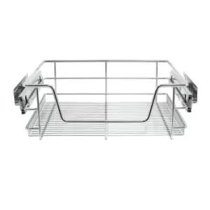 Image of KuKoo 5 x Kitchen Pull Out Soft Close Baskets, 500mm Wide Cabinet, Slide Out Wire Storage Drawers - Silver