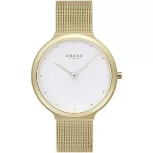 Image of Ladies Obaku Satin Lille Gold Watch