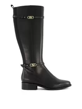 Image of Dune London Dune Tup Leather Knee High Riding Boots - Black, Size 6, Women