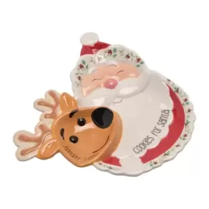 Image of Santa and Reindeer Ceramic Treat Plate